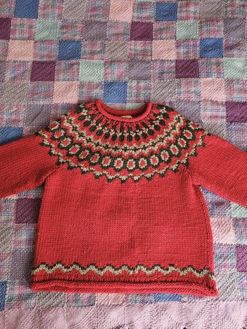 LL Bean 100% Wool Fair Isle Red Sweater Women's XS